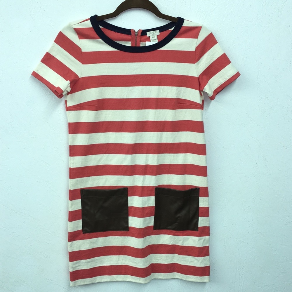 NEW J Crew Striped Dress Front Pockets $85 XXS NWT